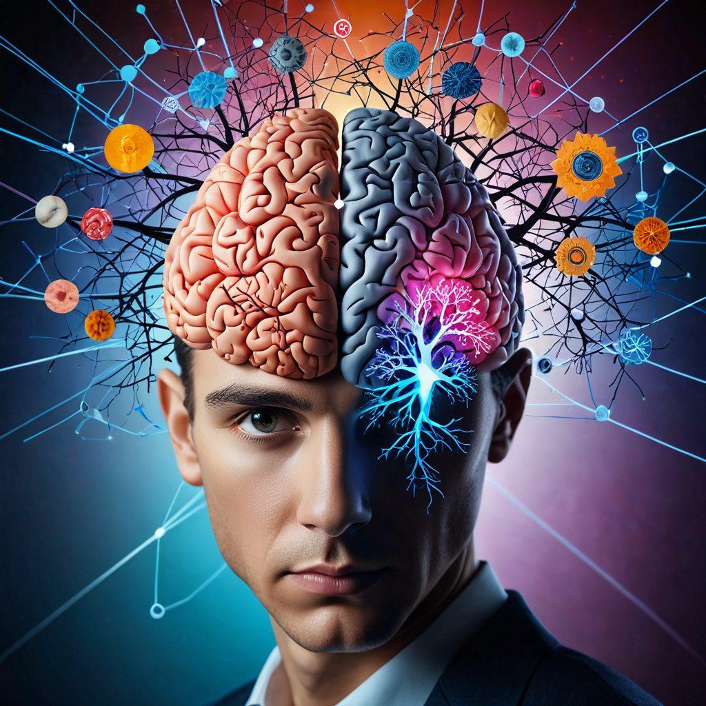 A thought-provoking collage illustrating the complexities of intelligence, featuring a brain with vibrant neural connections, psychologists analyzing cognitive tests, and abstract symbols of various psychological theories, all seamlessly blended against a soft gradient background. super-realistic. vibrant colors. subtle textures.